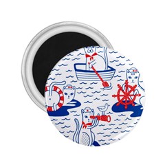 Nautical Cats Seamless Pattern 2 25  Magnets by Jancukart