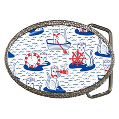 Nautical Cats Seamless Pattern Belt Buckles by Jancukart