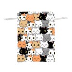 Cute-cat-kitten-cartoon-doodle-seamless-pattern Lightweight Drawstring Pouch (L) Front