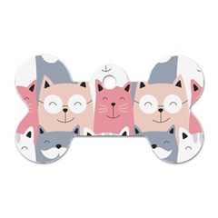 Cute Seamless Pattern With Cats Dog Tag Bone (one Side) by Jancukart