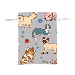 Cats Pattern Lightweight Drawstring Pouch (l) by Jancukart