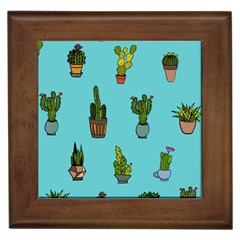 Succulents Teal Back Framed Tile by Jancukart