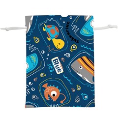 Seamless-pattern-vector-submarine-with-sea-animals-cartoon  Lightweight Drawstring Pouch (xl) by Jancukart