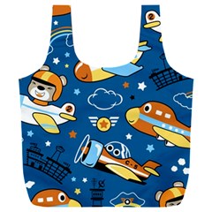 Seamless-pattern-with-nice-planes-cartoon Full Print Recycle Bag (xxl) by Jancukart