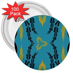 Folk Flowers Print Floral Pattern Ethnic Art 3  Buttons (100 Pack)  by Eskimos