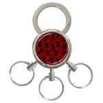 Halloween Goth Cat Pattern in Blood Red 3-Ring Key Chain Front