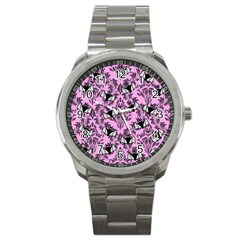 Pink Bats Sport Metal Watch by NerdySparkleGoth