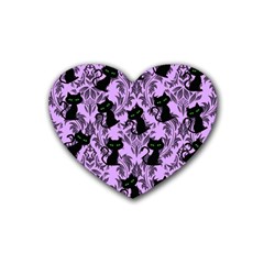 Purple Cats Rubber Coaster (heart) by NerdySparkleGoth
