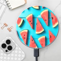 Watermelon Blue Background Wireless Charger by artworkshop