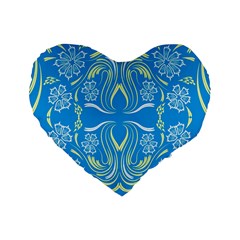 Folk Flowers Print Floral Pattern Ethnic Art Standard 16  Premium Flano Heart Shape Cushions by Eskimos