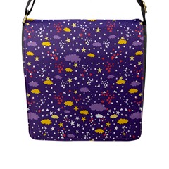 Pattern-cute-clouds-stars Flap Closure Messenger Bag (l) by Jancukart