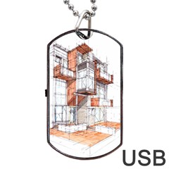 Rag-flats-onion-flats-llc-architecture-drawing Graffiti-architecture Dog Tag Usb Flash (one Side) by Jancukart