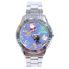 Blue Krampus Christmas Stainless Steel Analogue Watch by NerdySparkleGoth