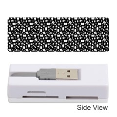 Small Bright White Halloween Motifs Skulls, Spells & Cats On Spooky Black  Memory Card Reader (stick) by PodArtist