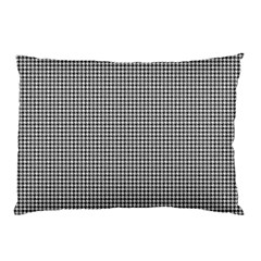 Soot Black And White Handpainted Houndstooth Check Watercolor Pattern Pillow Case (two Sides) by PodArtist