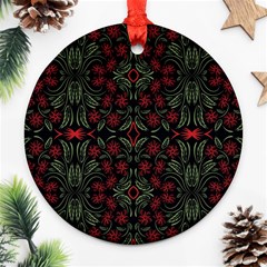 Folk Flowers Print Floral Pattern Ethnic Art Ornament (round) by Eskimos