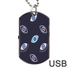 Eyes Evil Eye Blue Pattern Design Dog Tag Usb Flash (two Sides) by artworkshop