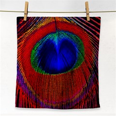 Peacock Plumage Fearher Bird Pattern Face Towel by Sapixe