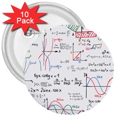 Math Formula Pattern 3  Buttons (10 Pack)  by Sapixe