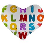 Vectors Alphabet Eyes Letters Funny Large 19  Premium Flano Heart Shape Cushions Front