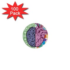 Brain Heart Balance 1  Mini Buttons (100 Pack)  by Sapixe