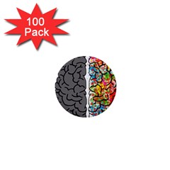 Brain Mind Psychology Idea Hearts 1  Mini Buttons (100 Pack)  by Sapixe