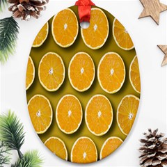 Orange Slices Cross Sections Pattern Ornament (oval) by artworkshop
