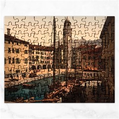  The Harbor, Riva, Lake Garda, Italy 1890-1900 Rectangular Jigsaw Puzzl by ConteMonfrey