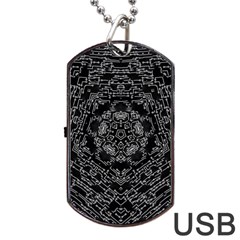 Illustration Black White Rosette Mandala Ornament Wallpaper Dog Tag Usb Flash (one Side) by Wegoenart