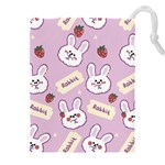 Illustration Rabbit Cartoon Background Pattern Drawstring Pouch (4XL) Front