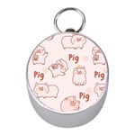 Pig Cartoon Background Pattern Mini Silver Compasses Front