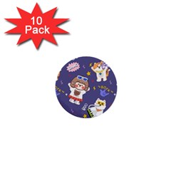 Girl Cartoon Background Pattern 1  Mini Buttons (10 Pack)  by Sudhe