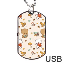 Illustration Bear Cartoon Background Pattern Dog Tag Usb Flash (one Side) by Sudhe