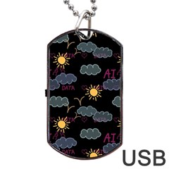 Illustration Cloud Computing Pattern Dog Tag Usb Flash (one Side) by Wegoenart