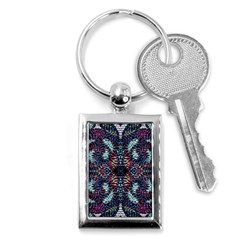 Blue Onn Burgundy Key Chain (rectangle) by kaleidomarblingart