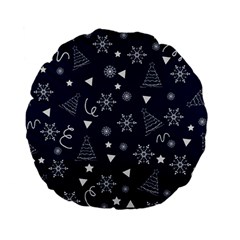 Illustration Christmas Tree Christmas Snow Standard 15  Premium Flano Round Cushions by danenraven