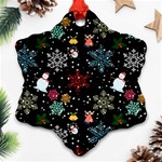 Illustration Xmas Christmas Thanks Giving Pattern Snowflake Ornament (Two Sides) Back