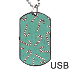 Christmas Candy Cane Background Dog Tag Usb Flash (two Sides) by danenraven