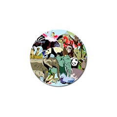 Zoo-animals-peacock-lion-hippo- Golf Ball Marker by Pakrebo