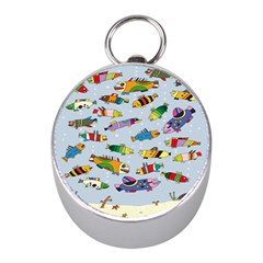 Fish Ocean Sea Water Diving Blue Nature Mini Silver Compasses by Ravend