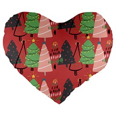 Christmas Tree Icon Large 19  Premium Heart Shape Cushions by danenraven