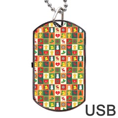 Xmas Christmas Pattern Dog Tag Usb Flash (one Side) by danenraven