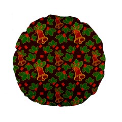 Illustration Xmas Christmas Pattern Standard 15  Premium Flano Round Cushions by danenraven