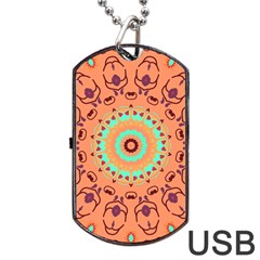 Folk Art Pattern Folk Art Background Dog Tag Usb Flash (one Side) by danenraven