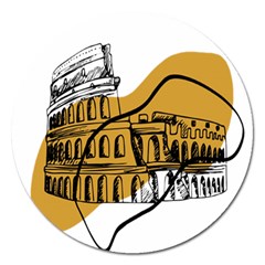 Colosseo Draw Silhouette Magnet 5  (round) by ConteMonfrey