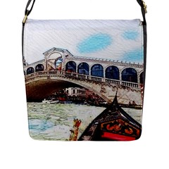 Lovely Gondola Ride - Venetian Bridge Flap Closure Messenger Bag (l) by ConteMonfrey