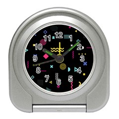 Geometric Art Colorful Shape Travel Alarm Clock by Ravend