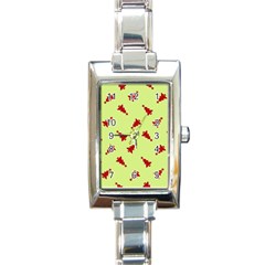 Red Christmas Tree Green Rectangle Italian Charm Watch by TetiBright