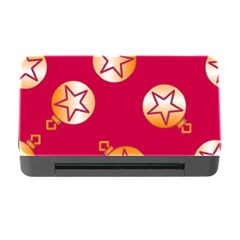 Orange Ornaments With Stars Pink Memory Card Reader With Cf by TetiBright