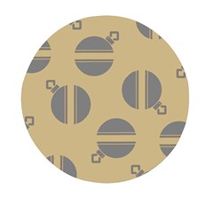 Gray Stripe Ornaments Brown Mini Round Pill Box by TetiBright